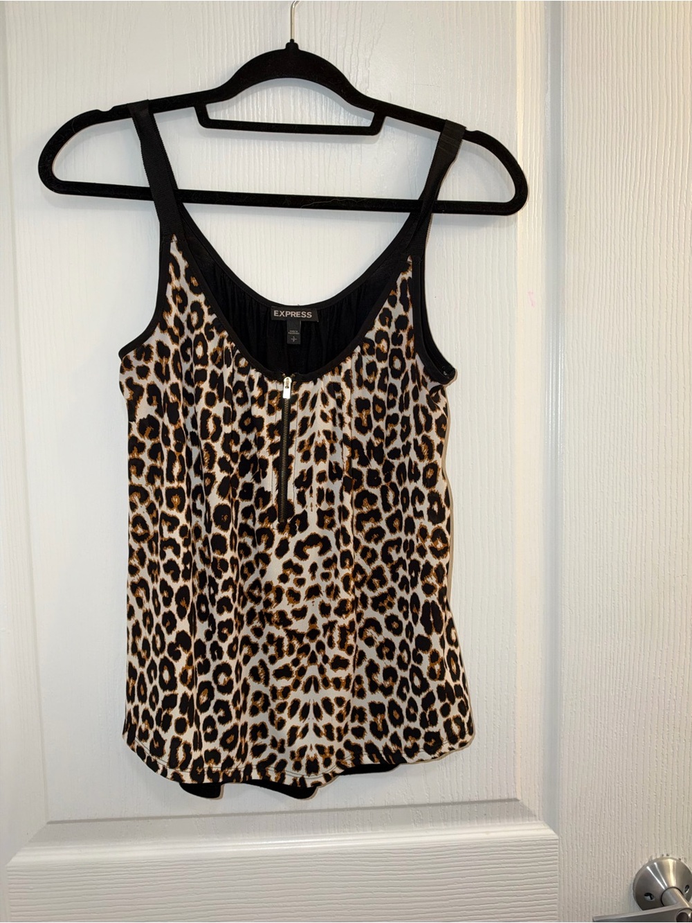 Express Leopard-Print Zip-Front Camisole - Black, Brown, Cream